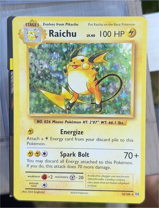 2016 Pokémon XY Evolutions #36 Raichu — front