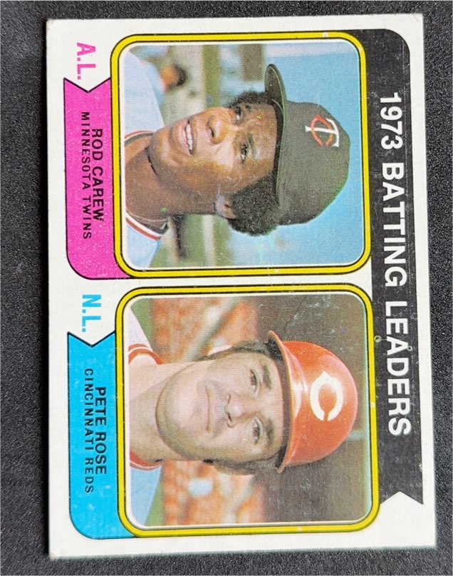 1974 Topps #201 1973 Batting Leaders Rod Carew / Pete Rose — front
