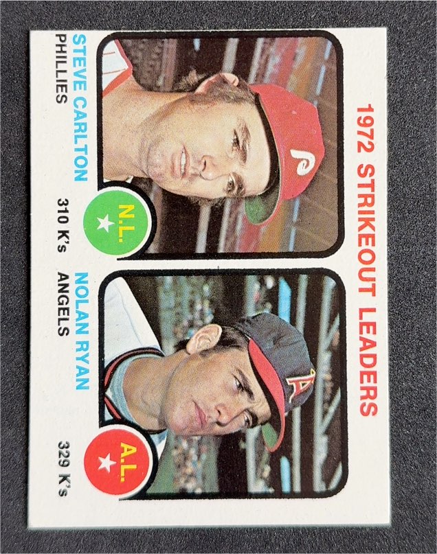 1973 Topps #67 1972 Strikeout Leaders Steve Carlton Nolan Ryan — front