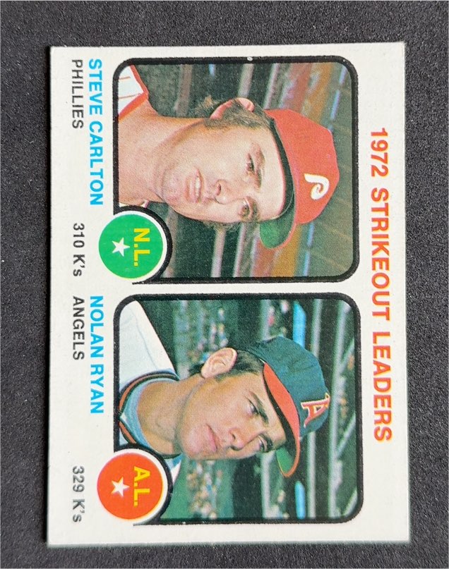 1973 Topps #67 Strikeout Leaders Steve Carlton / Nolan Ryan — front