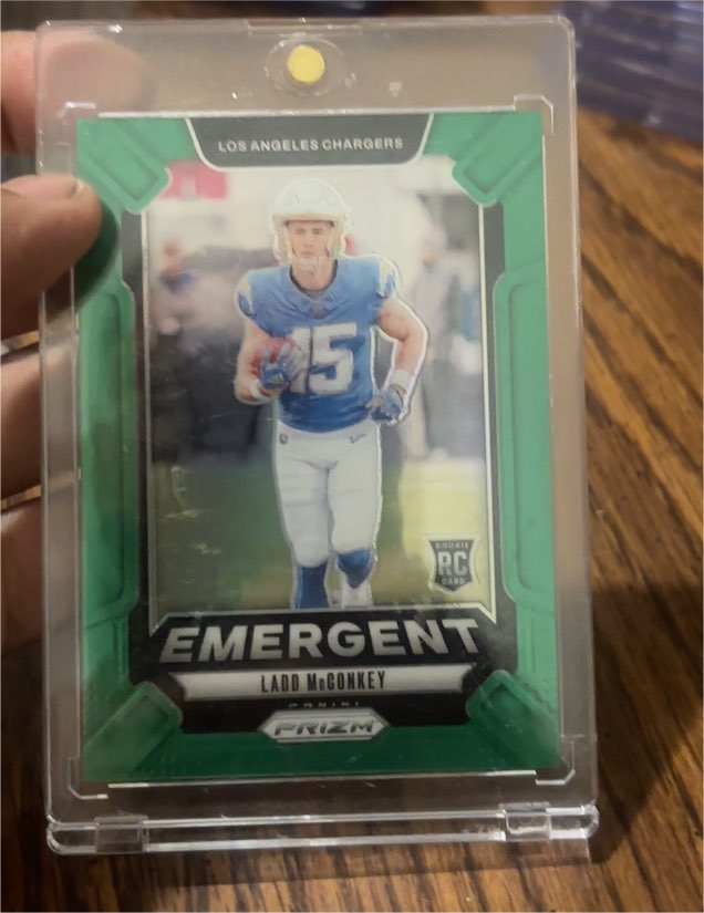 2024 Panini Prizm #13 Ladd McConkey Emergent Green Prizm Rookie Card — front
