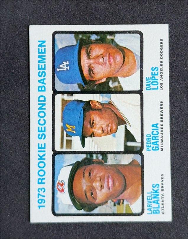 1973 Topps #609 Dave Lopes, Pedro Garcia, Larvell Blanks Rookie Second Basemen — front