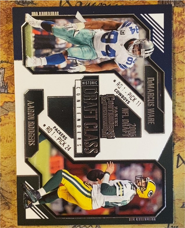 2024 Panini Contenders Historic Draft Class #22 Aaron Rodgers DeMarcus Ware — front