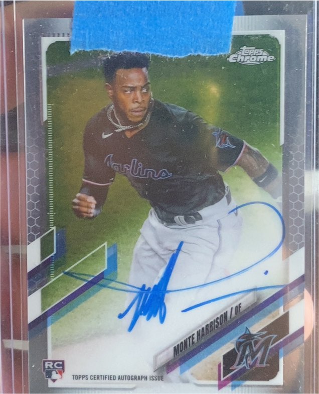 2021 Topps Chrome Rookie Autographs #RA-MH Monte Harrison — front