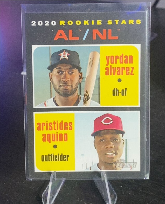 2020 Topps Heritage #54 Yordan Alvarez / Aristides Aquino Rookie Stars — front