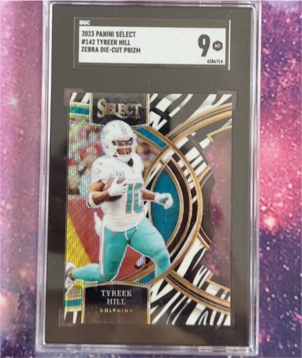 2023 Panini Select #142 Tyreek Hill Zebra Die-Cut Prizm — front