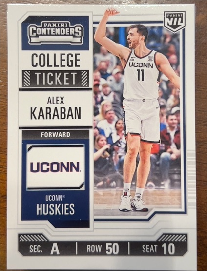 2024-25 Panini UCONN Collegiate #15 Alex Karaban - College Ticket — front