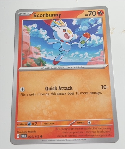 2024 Pokémon Scarlet & Violet Stellar Crown #026 Scorbunny — front