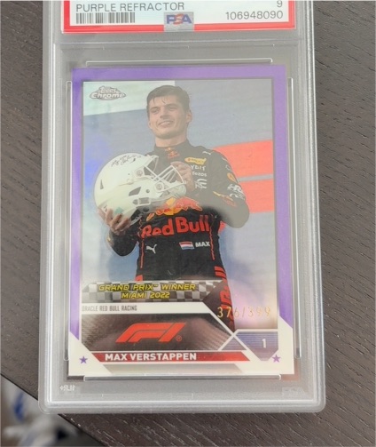 2023 Topps Chrome Formula 1 #148 Max Verstappen Purple Refractor — front