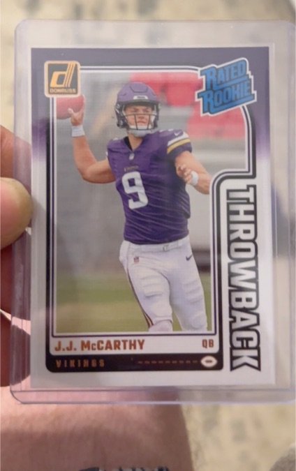 2024 Panini Donruss #2 J.J. McCarthy Rated Rookie Throwback — front
