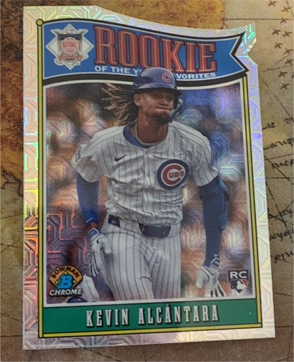 2025 Bowman Chrome #ROY-15 Kevin Alcántara Rookie of the Year Favorites Mojo Refractor — front