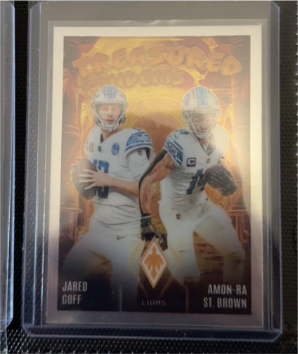 2024 Panini Phoenix Treasured Tandems #TT-DET Jared Goff/Amon-Ra St. Brown — front