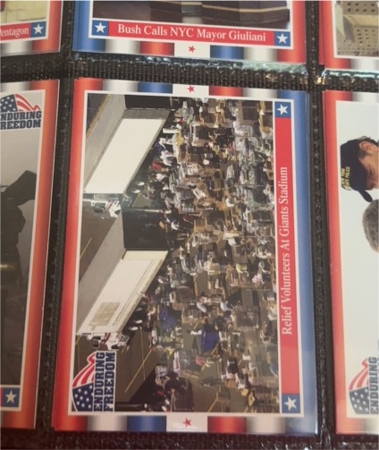 2001 Topps Enduring Freedom #18 Relief Volunteers At Giants Stadium — front