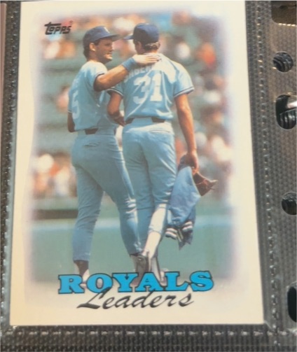 1988 Topps #141 Royals Leaders George Brett Bret Saberhagen — front