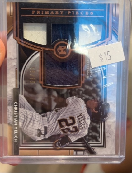 2021 Topps Museum Collection Primary Pieces Quad Relic #SPQR-CY Christian Yelich — front