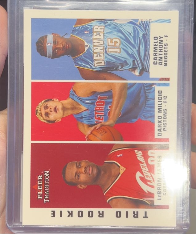 2003 Fleer Tradition #291 LeBron James / Carmelo Anthony / Darko Milicic — front