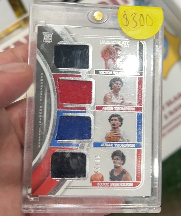 2023-24 Panini Immaculate Remarkable Rookie Jersey Quad Victor Wembanyama Amen Thompson Ausar Thompson Scoot Henderson #20/25 — front