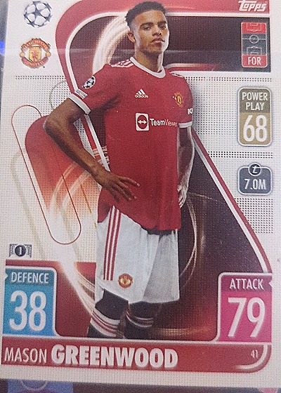 2021-22 Topps Match Attax UEFA Champions League #41 Mason Greenwood — front