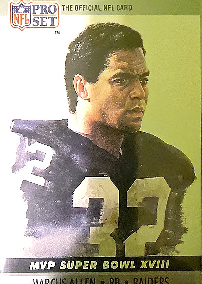 1990 Pro Set #18 Marcus Allen Super Bowl MVP — front