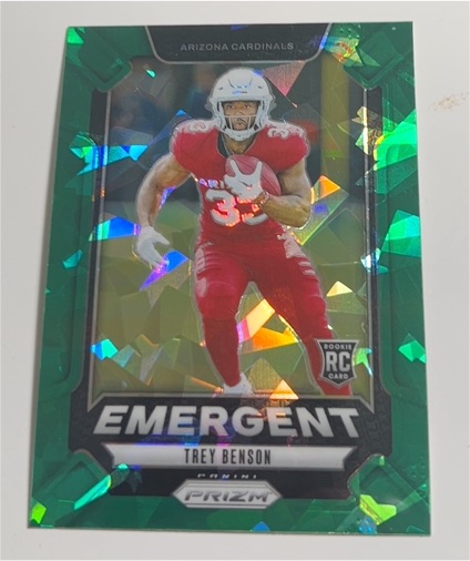 2024 Panini Prizm #17 Trey Benson RC Rookie Emergent Green Ice Prizm — front