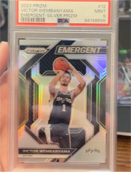 2023 Panini Prizm #12 Victor Wembanyama Emergent Silver Prizm — front