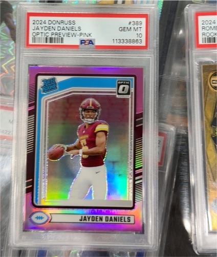 2024 Donruss #389 Jayden Daniels Optic Preview Pink — front
