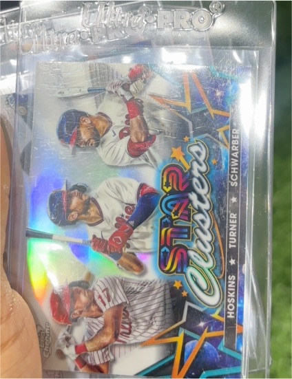 2023 Topps Cosmic Chrome Star Clusters #SC-12 Trea Turner, Rhys Hoskins, Kyle Schwarber — front