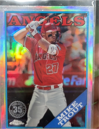 2023 Topps Chrome Update #88CU-2 Mike Trout 1988 Topps Baseball 35th Anniversary — front