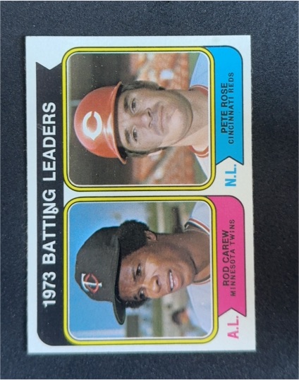 1974 Topps #201 1973 Batting Leaders Pete Rose / Rod Carew — front