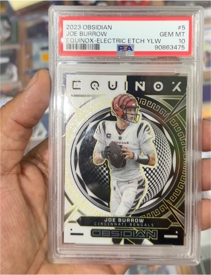 2023 Panini Obsidian #5 Joe Burrow Equinox Electric Etch Yellow — front