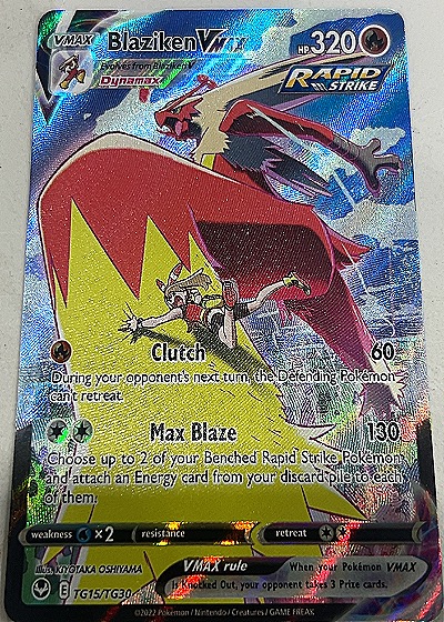 2022 Pokemon Silver Tempest Trainer Gallery #TG15/TG30 Blaziken VMAX — front