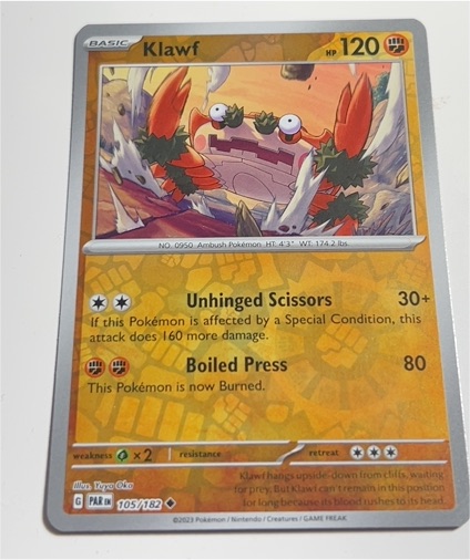 2023 Pokémon SV04 Paradox Rift #105 Klawf — front