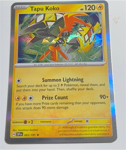 2024 Pokémon SV08: Surging Sparks #065 Tapu Koko — front