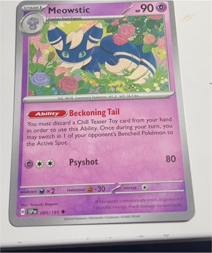 2024 Pokémon SV08 Surging Sparks #085 Meowstic — front