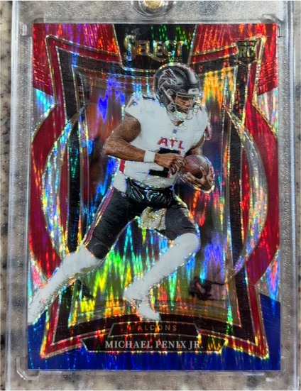 2024 Panini Select #80 Michael Penix Jr Red & Blue Shock — front