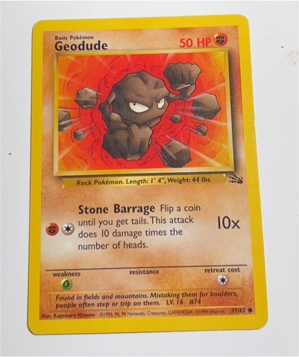 1999 Pokémon Fossil #47 Geodude — front