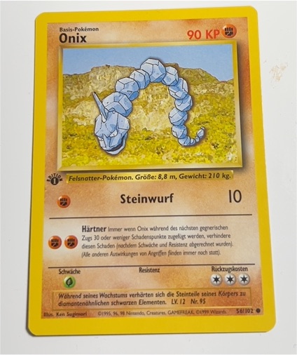1999 Pokémon Base Set #56 Onix — front