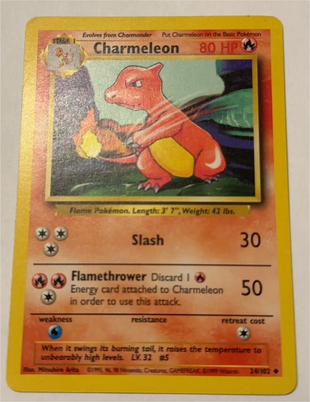 1999 Pokémon Base Set #24 Charmeleon — front