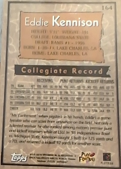 1998 Topps Stadium Club #164 Eddie Kennison — back