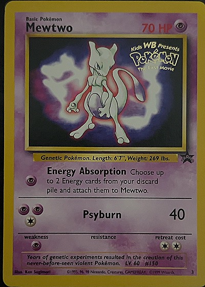 1999 Wizards of the Coast Black Star Promo #3 Mewtwo — front