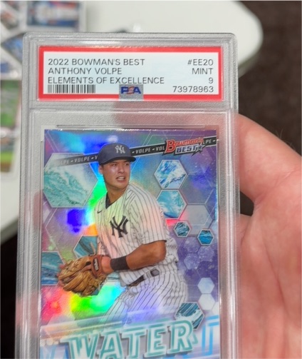 2022 Bowman's Best #EE20 Anthony Volpe Elements of Excellence Water Refractor — front