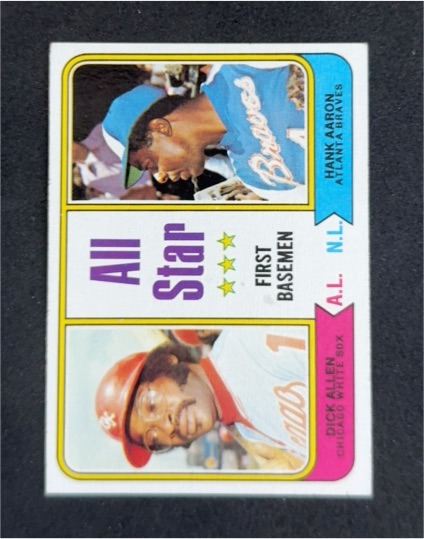 1974 Topps #332 All Star First Basemen Hank Aaron Dick Allen — front