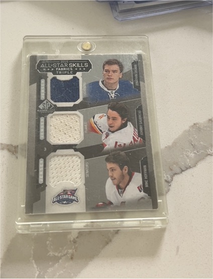 2015-16 Upper Deck SP Game Used All-Star Skills Triple Fabrics #AS3-8 Forsberg/Bergeron/Stamkos — front