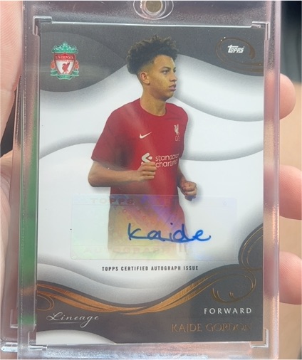 2022 Topps Liverpool Lineage #AU-KG Kaide Gordon — front