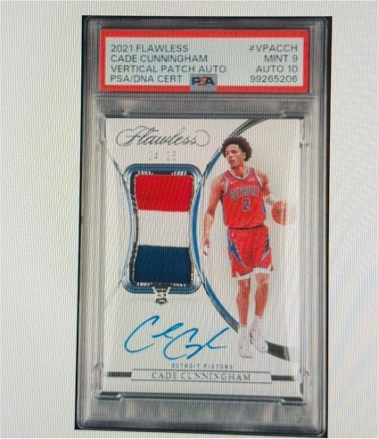2021 Panini Flawless #VPA-CCH Cade Cunningham Vertical Patch Auto — front