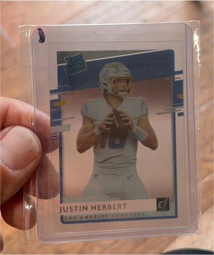 2020 Panini Chronicles Clearly Donruss Rated Rookie #RR-JH Justin Herbert — front