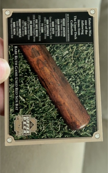 2000 Upper Deck #NNO Babe Ruth Game-Used Red Sox Bat — front