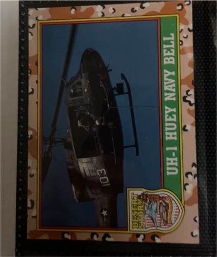 1991 Topps Desert Storm Glossy #13 UH-1 Huey Navy Bell — front