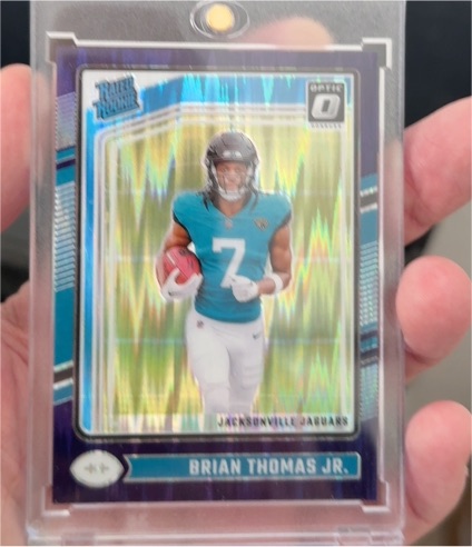 2024 Donruss Optic #214 Brian Thomas Jr. Purple Shock Rated Rookie — front