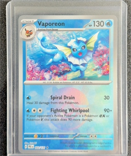 2025 Pokémon Prismatic Evolutions #022 Vaporeon — front